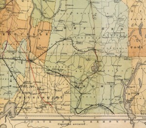 Section de : Plan of the Eastern Townships of Canada, Eastern Township Gazetteer, Smith & Co, St. John, 1867.